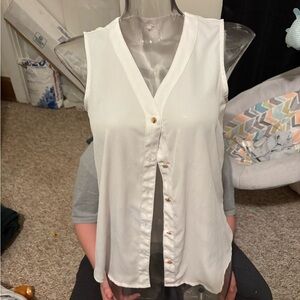 Maurices White Button-Down Sleeveless Blouse